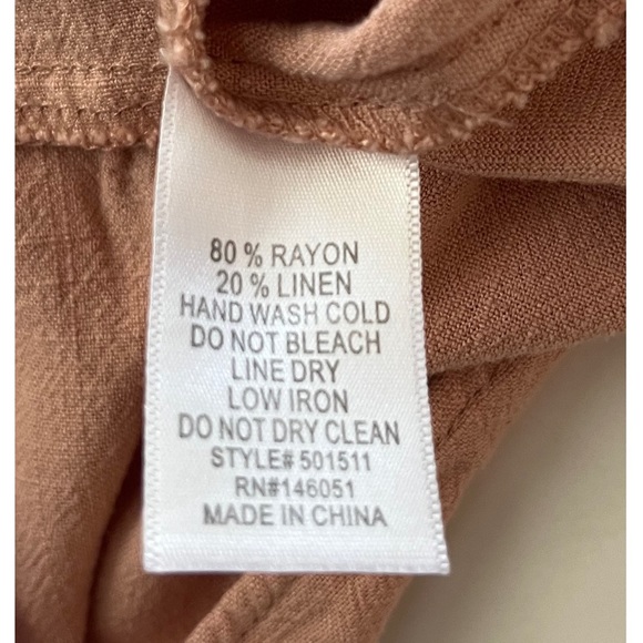 Monteau Women’s Light Pink Ruffled Linen Blend Boho Midi Dress Size Medium - Picture 5 of 5